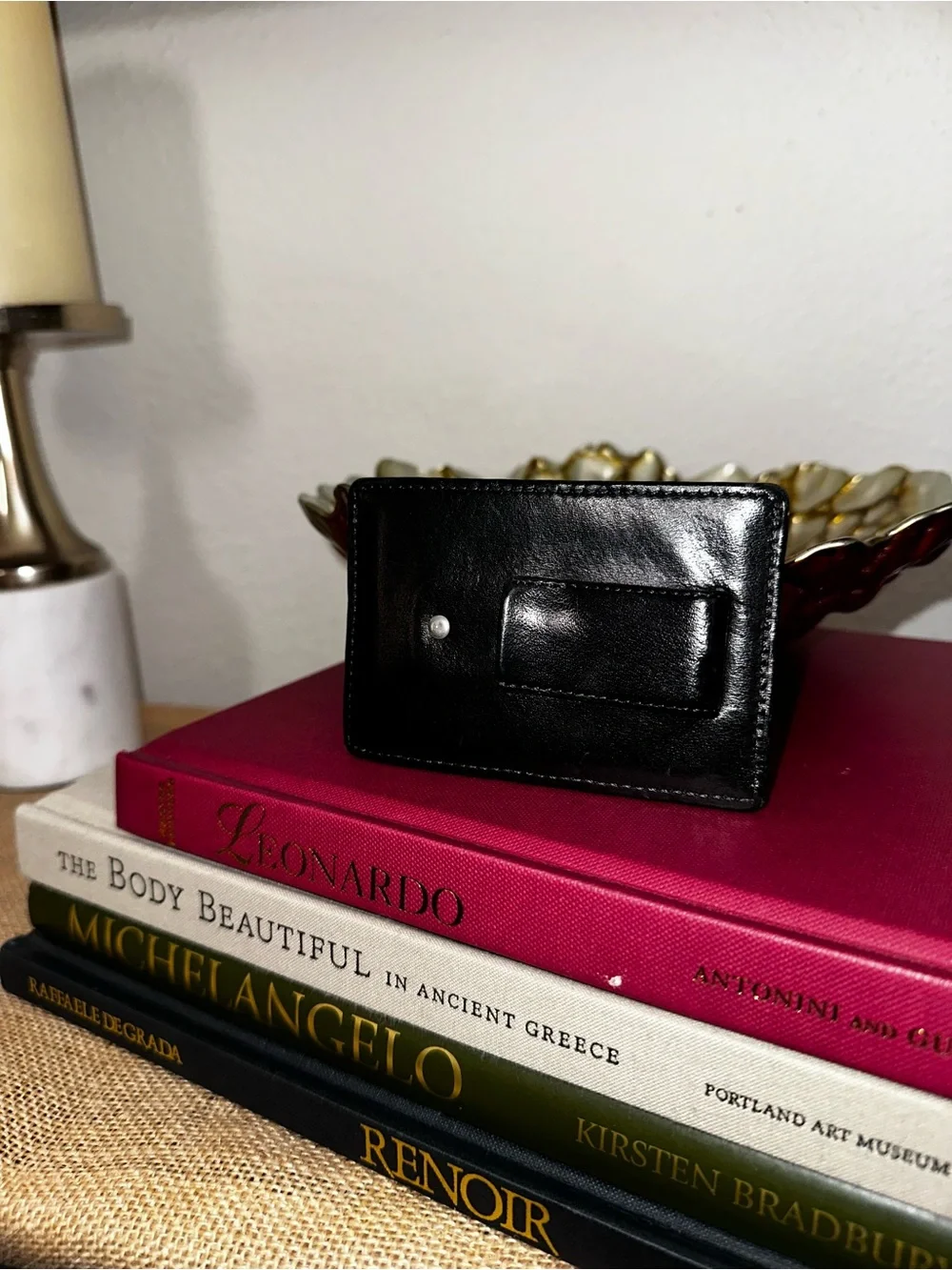 Coach Black Leather Card & Key Holder
